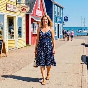 Joe Fresh Navy Blue Floral Midi Dress